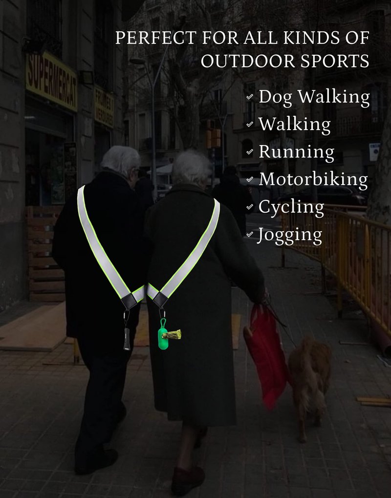 Reflective sash - Reflective Gear for Walking at Night - High Visibility Safety - Reflective Dog Walking Gear - Walking Reflective Gear - Reflective sash for Outdoor Activities - ZAHA