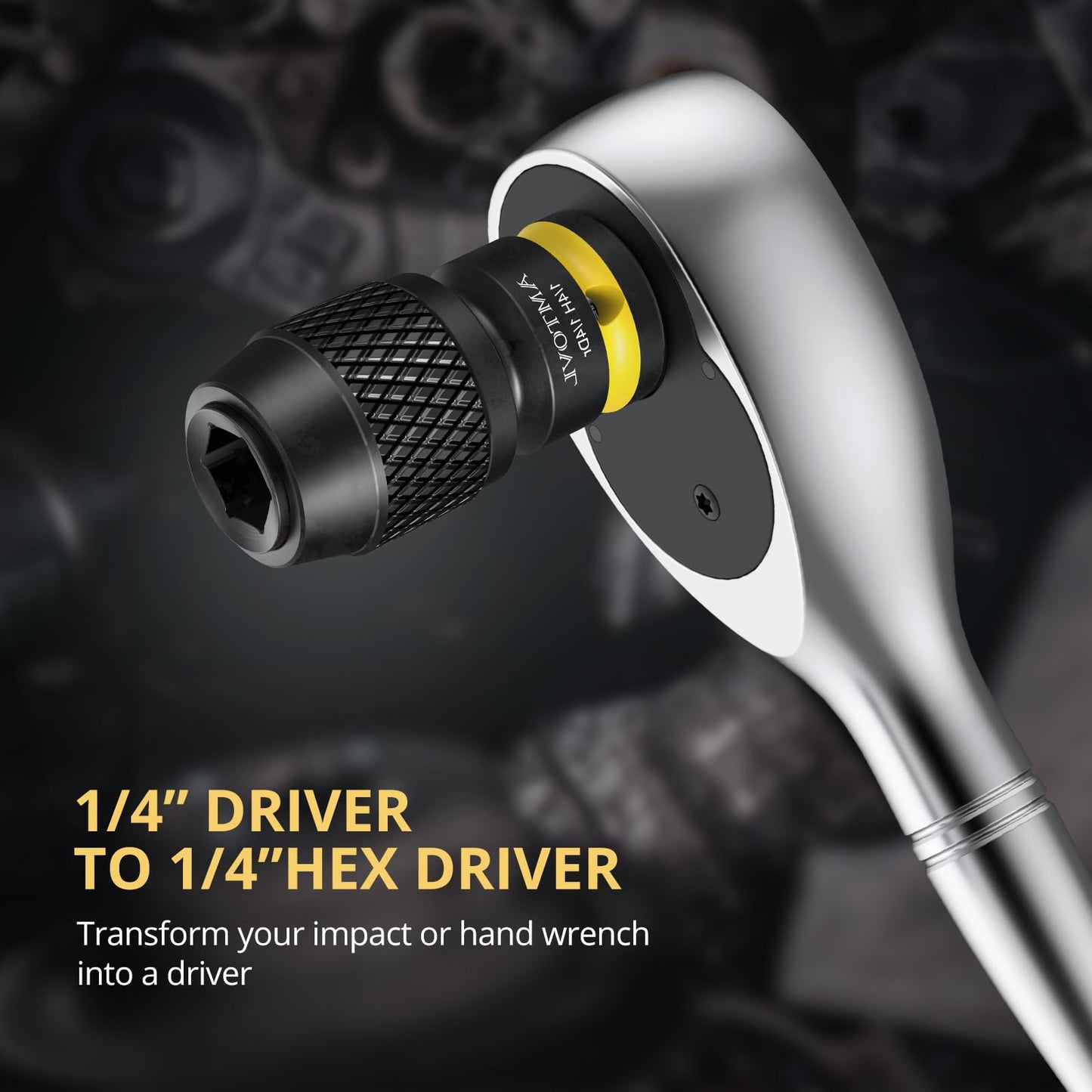 AMTOVL Impact to 1/4 Hex Converter - 1/2 INCH Drive Female to 1/4-Inch Allen Adapter, Universal Joint Quick-Change Chuck, 1/4“, 3/8” Drive to 1/4-inch (1/4-inch Drive to 1/4-inch Hex)