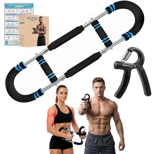 Twister Arm Trainer, Adjustable Resistance 70–130 lb Chest & Arm Workout Equipment with Hand Grips for Men & Women, Portable Upper Body Strength Trainer for Home & Gym (2/4 Spring Resistance)