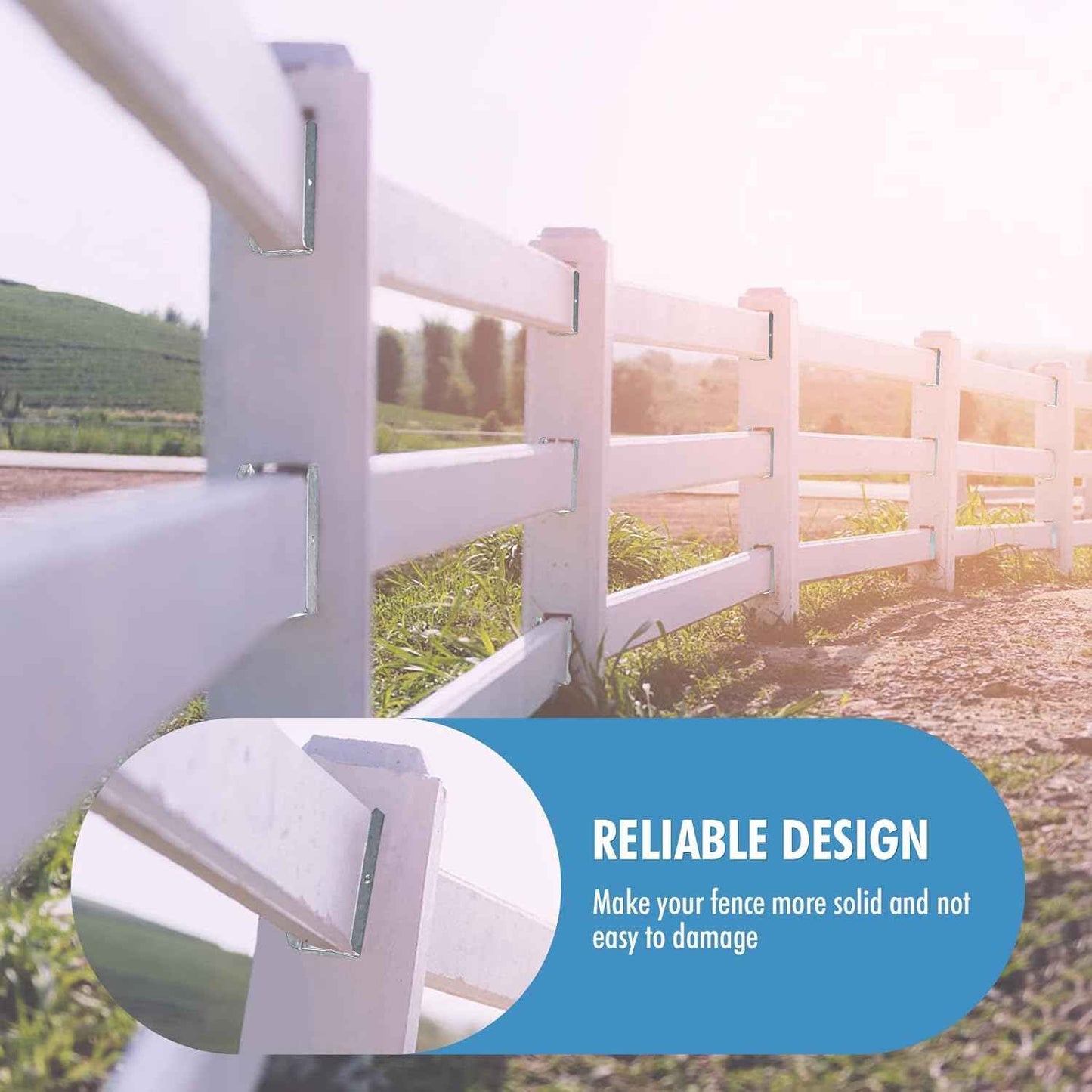 LukLoy 20 Pack 2x4 Brackets for Wood Rail, Fence Brackets Repair Kit Galvanized, Deck Railing Bracket Connectors for 2"×4"(Actually 1.5"x3.5") Wood Post, Includes 140PCS 304 Stainless Steel Screws