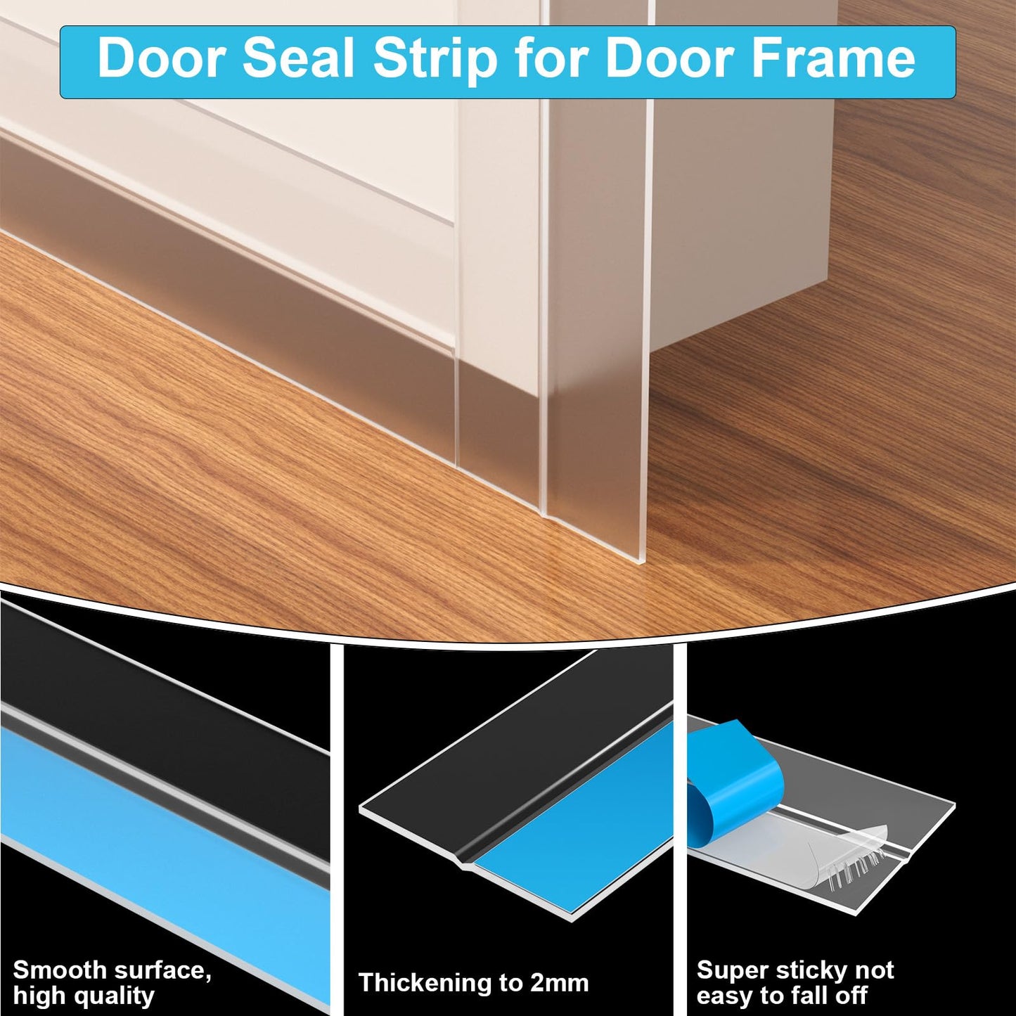 Greymond Weather Stripping Door Seal, Silicone Strip for Frame and Gaps Draft Stopper,Glass Shower Door Sweep, Clear, 20 Feet x 1 Inch