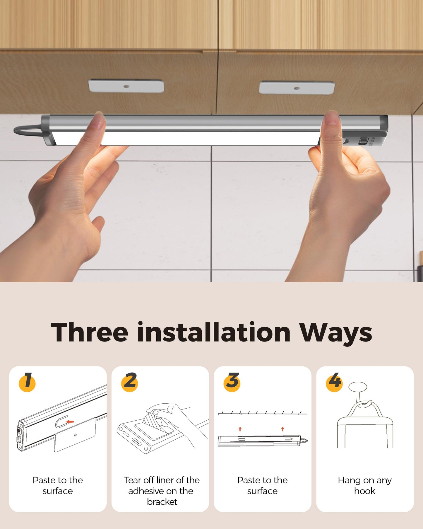 Under Cabinet Lighting 12.6" Closet Light 1500mah Battery Operated Lights Dimmable Motion Sensor Light Indoor Magnetic Lighting 32 LED Light Under Counter Lights for Kitchen Cabinet Home White 3pack