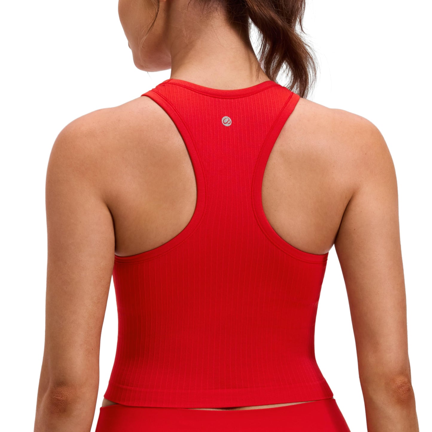 CRZ YOGA Seamless Rib Racerback Crop Tank Deep Red Medium