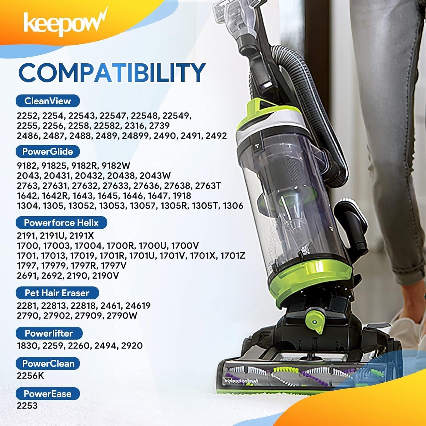 KEEPOW Vacuum Filter Compatible with Bissell Cleanview & PowerGlide Pet Upright Vacuum, Compare to Part #12141, 4 Pack (No Fragrance)