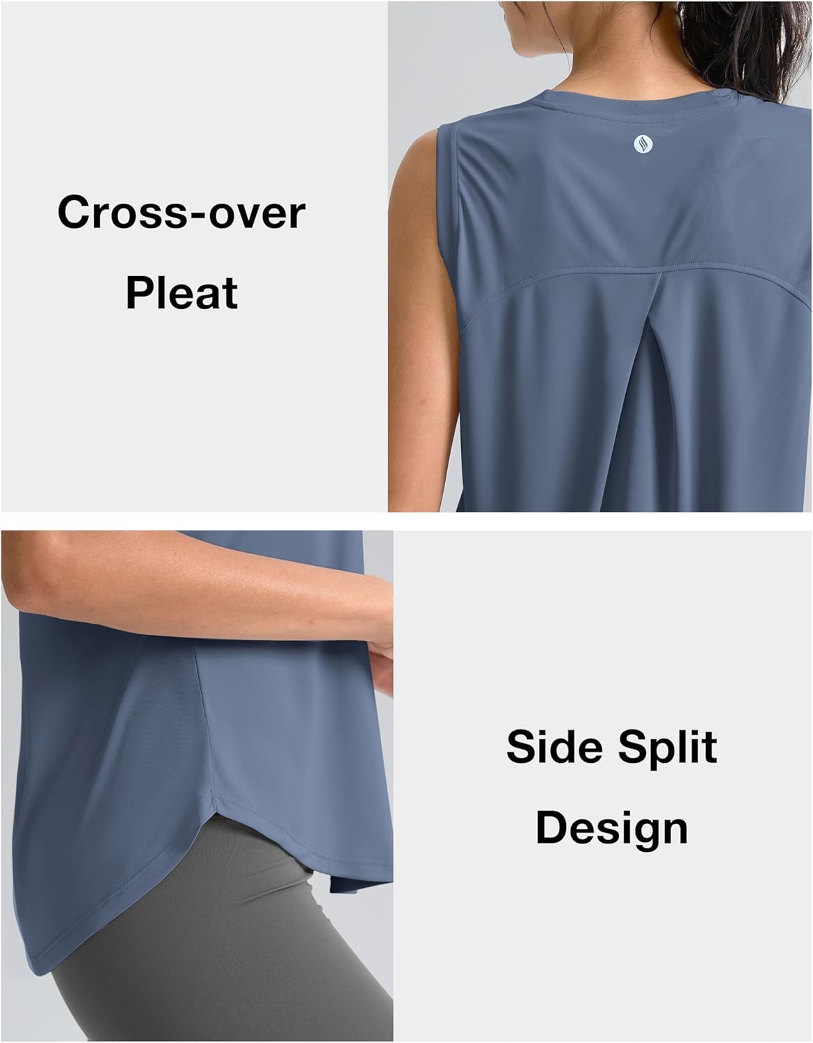 SANTINY Women's Sleeveless Workout Tops - Breathable Lightweight Athletic Yoga & Tennis Tanks
