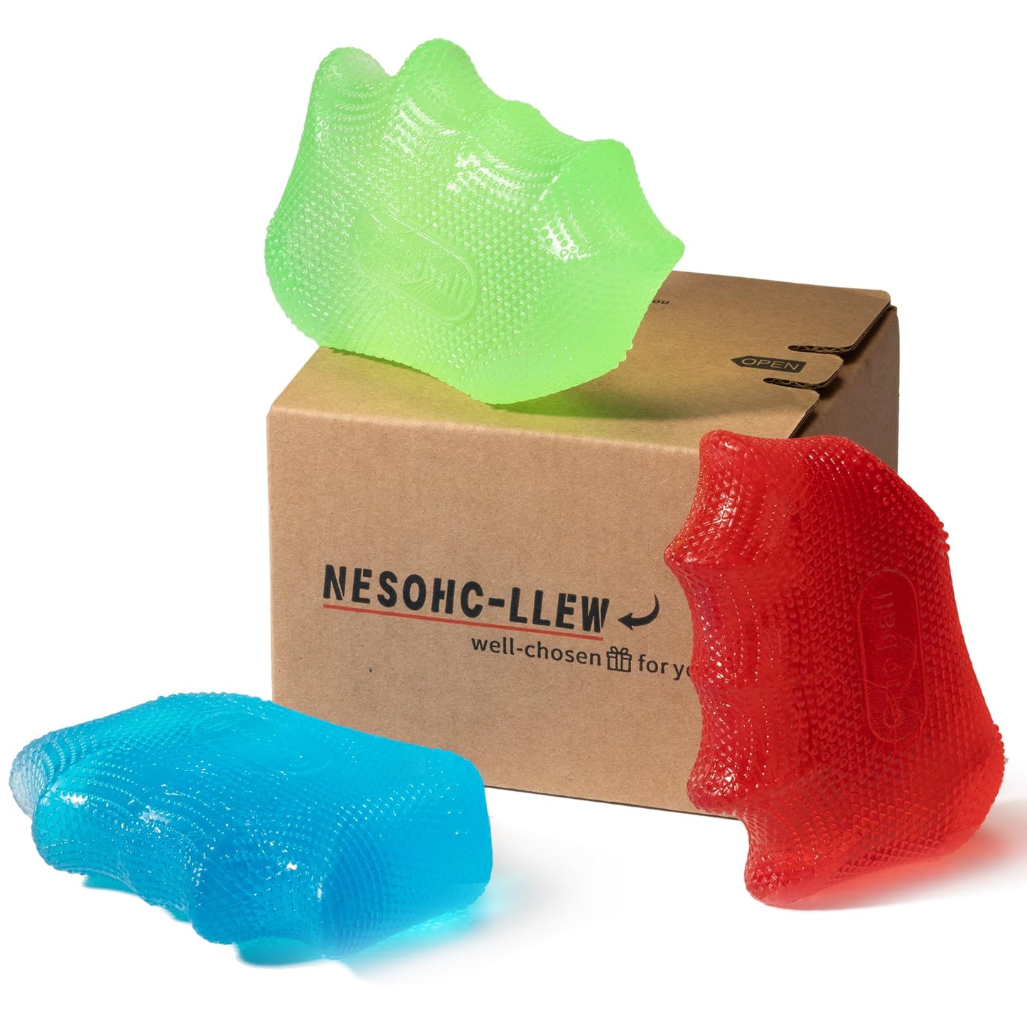 Ergonomic Stress Balls for Adults, Hand Therapy Balls for Arthritis Relief - Set of 3, 30/50/80 lbs, TPR Material, Perfect Palm Fit, Durable & Easy to Clean