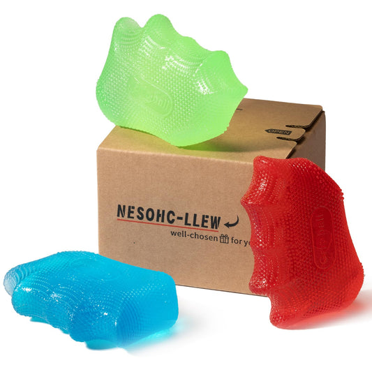 Ergonomic Stress Balls for Adults, Hand Therapy Balls for Arthritis Relief - Set of 3, 30/50/80 lbs, TPR Material, Perfect Palm Fit, Durable & Easy to Clean