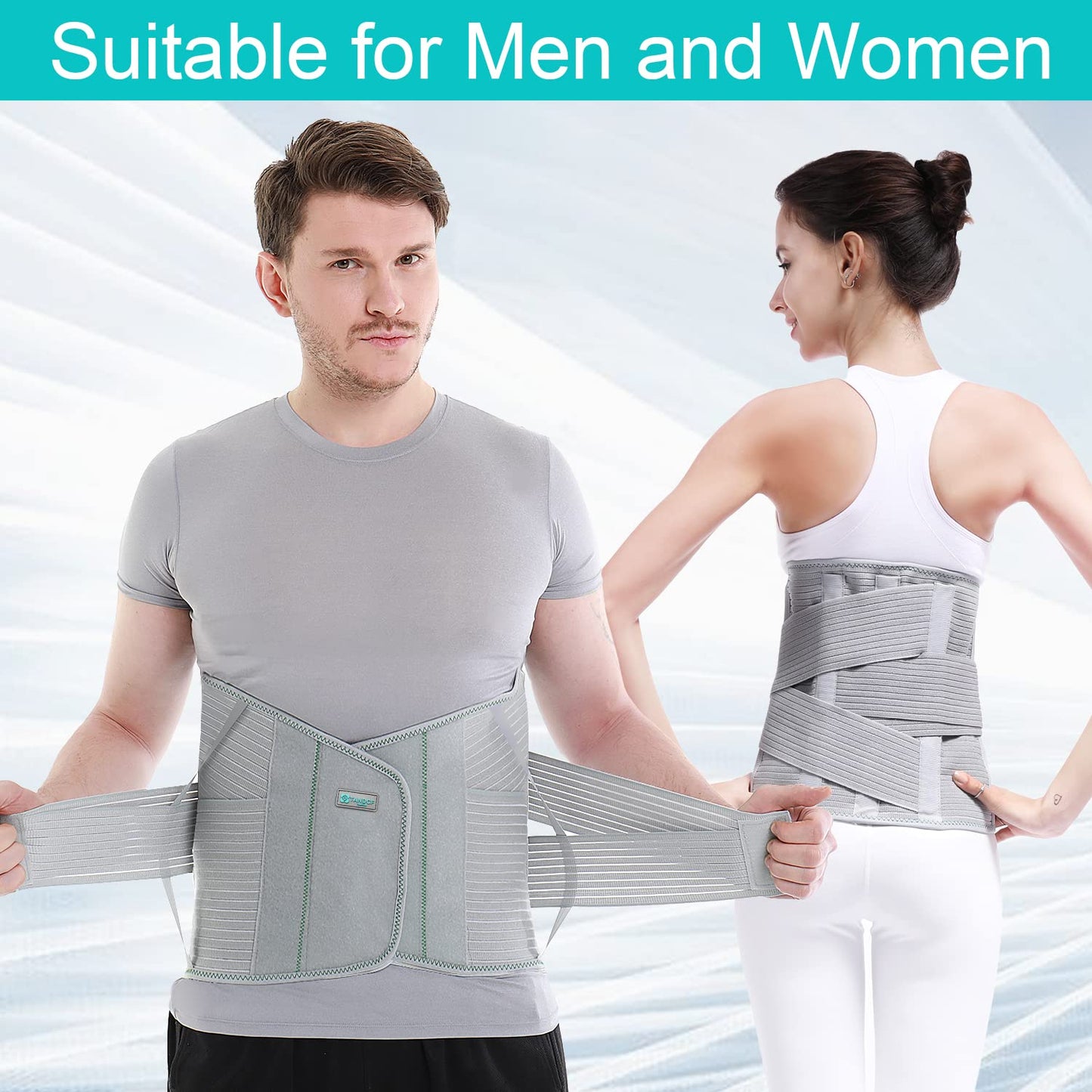 TANDCF Entire Back Brace, Lumbar Support Belt for Women & Men, Adjustable Waist Trainer Belt for Entire Back Pain Relief,Keeps Your Spine Straight and Safe (L)