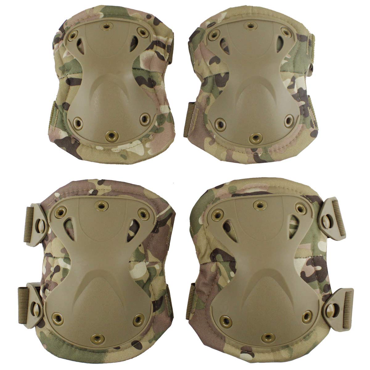 Tactical Combat Knee & Elbow Protective Pads Set for Outdoor CS Paintball Game Cycling Safety Skateboarding Gear Skates Knee Protection Guard Pads (MC03)