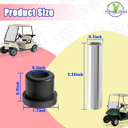 Panglong EZGO TXT Leaf Spring Bushings Kit, Club Car Rear Leaf Spring Bushing and Sleeve Kit, for 1994-up EZGO TXT/Medalist and 1981-up Club Car DS, OEM# 70291-G01, 70289-G02, 1012303, 1015583