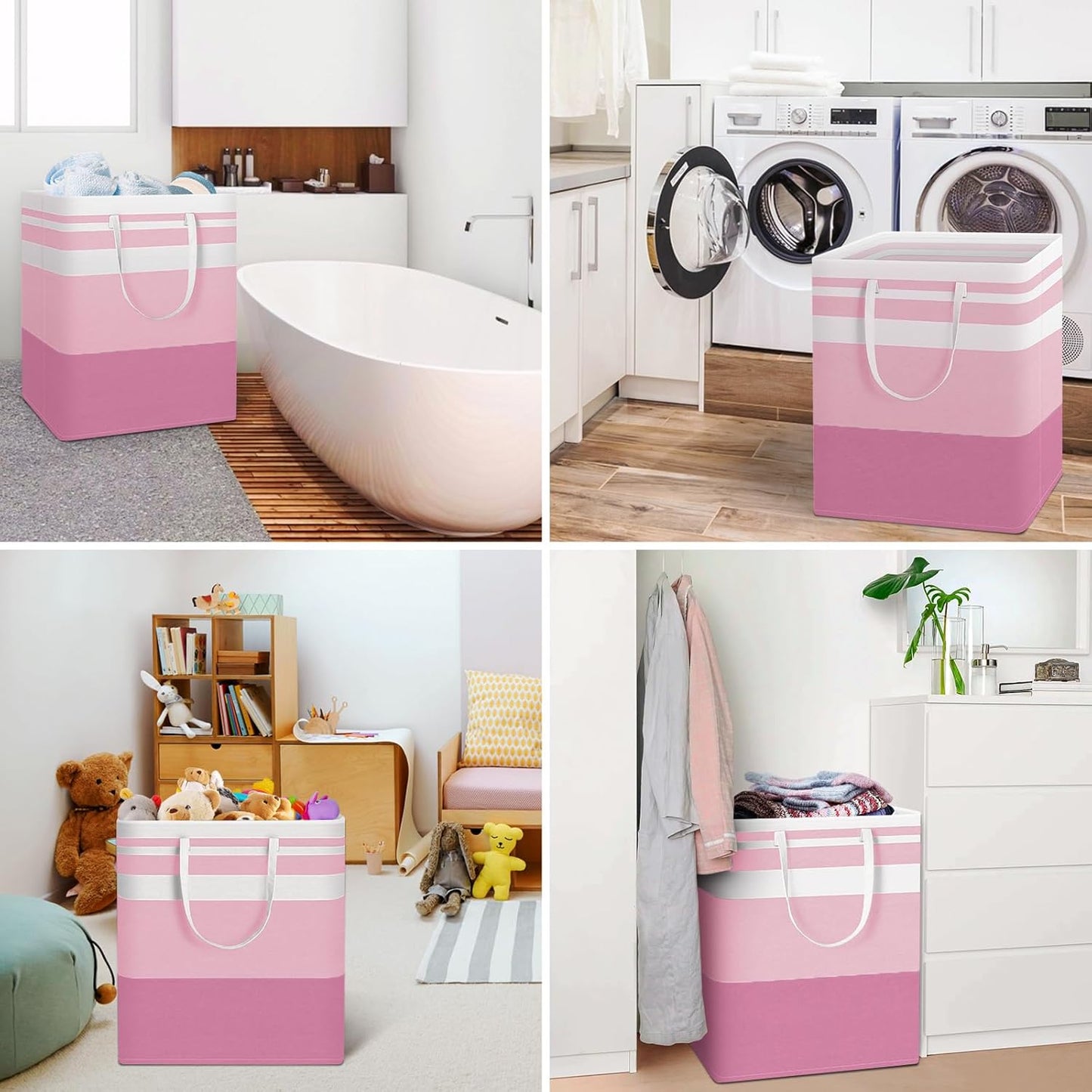 Waterproof 100L Laundry Basket Set - Collapsible Freestanding Hamper with Extended Handles - 2-Pack Gradient Grey for Clothes & Toys