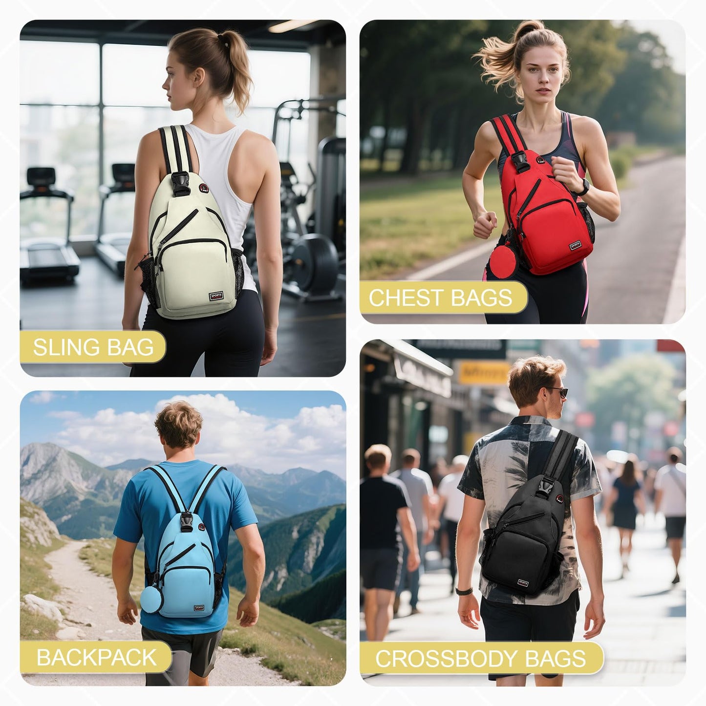 SUIKIHUM Convertible Sling Bag with Coin Pocket, 11" Tablet Crossbody Mini Backpack with Headphone Jack Casual Pack for Women Men Travel, White
