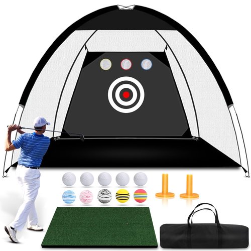 Horyliin Golf Practice Net, 10x7ft Green Golf Hitting Training Aids Nets with Target and Carry Bag, Golf Net for Father Day‘s Gift Backyard Driving Chipping Training Indoor Outdoor Use