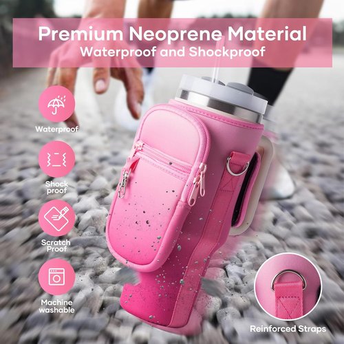 Linmaya Water Bottle Carrier Bag - Neoprene Cross-Body Bag with Phone Holder for Stanley Cup 40/30oz