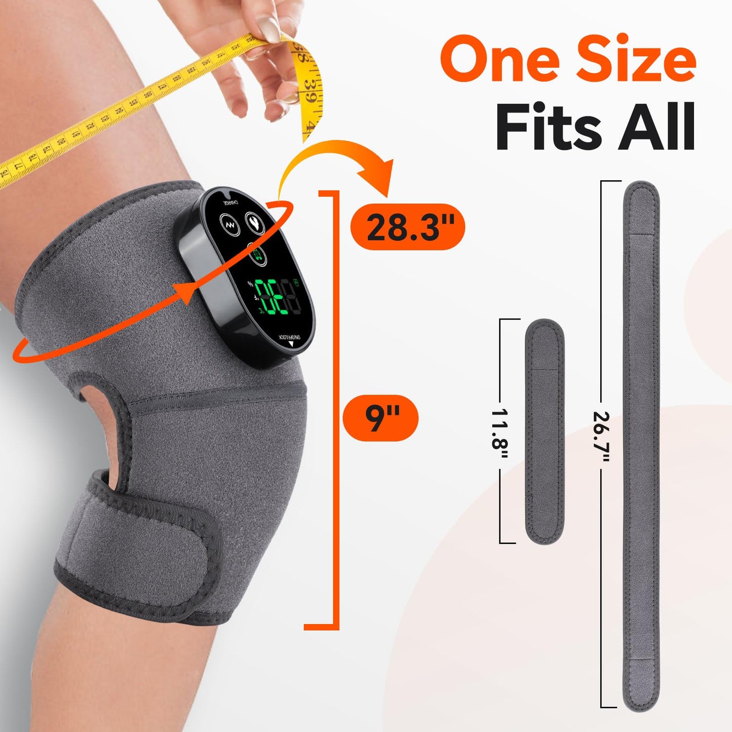 WOLOYHEATIE Knee Massager for Pain Relief, Rechargeable Knee Heating Pad for Knee Pain, Heated Knee Brace Wrap for Shoulder Elbow Arthritis Stress Relief (Gray)