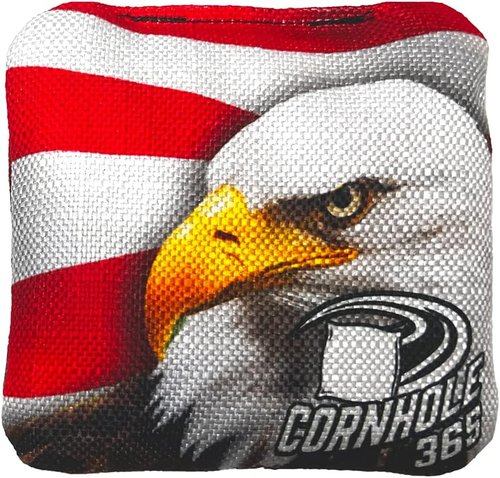 Cornhole365 Cornhole Bags - Heavy-Duty, All-Weather, Double-Stitched Fabric - American Eagle Design | Set of 8