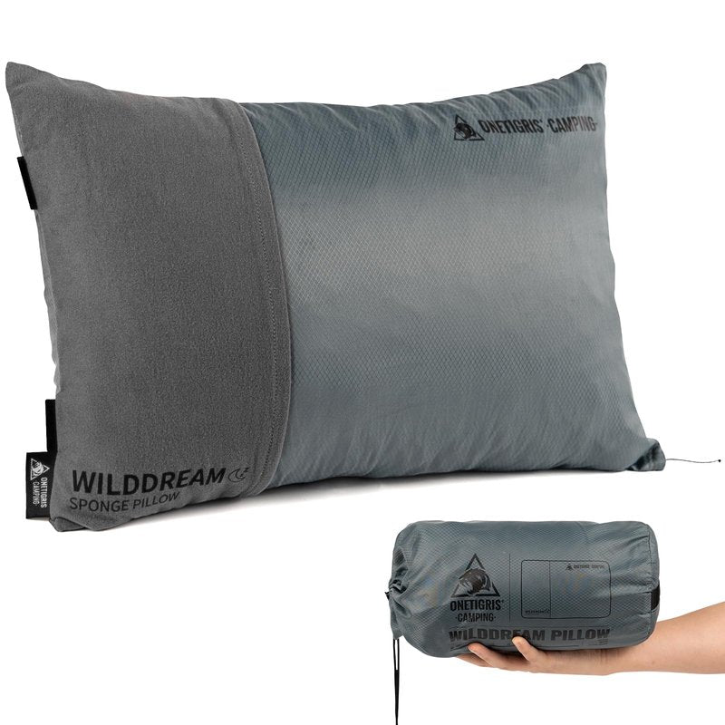 ONETIGRIS Wilddream Camping Pillow, Shredded Small Memory Foam Pillow, Compact, Easy Clean, Comfortable for Backpacking, Travel, and Car Trips, 4 Season Use