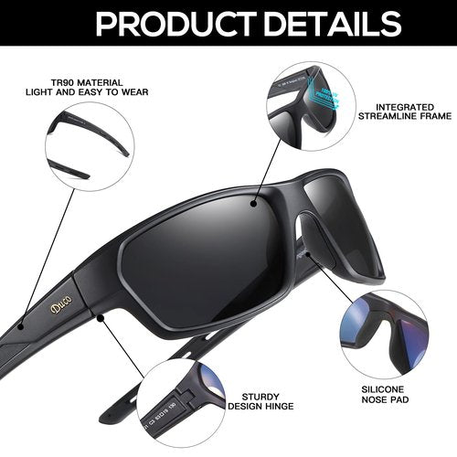 DUCO Polarized Sports Sunglasses for Men Women UV400 Protection Sun Glasses for Cycling Fishing Driving Hiking Golf 6201