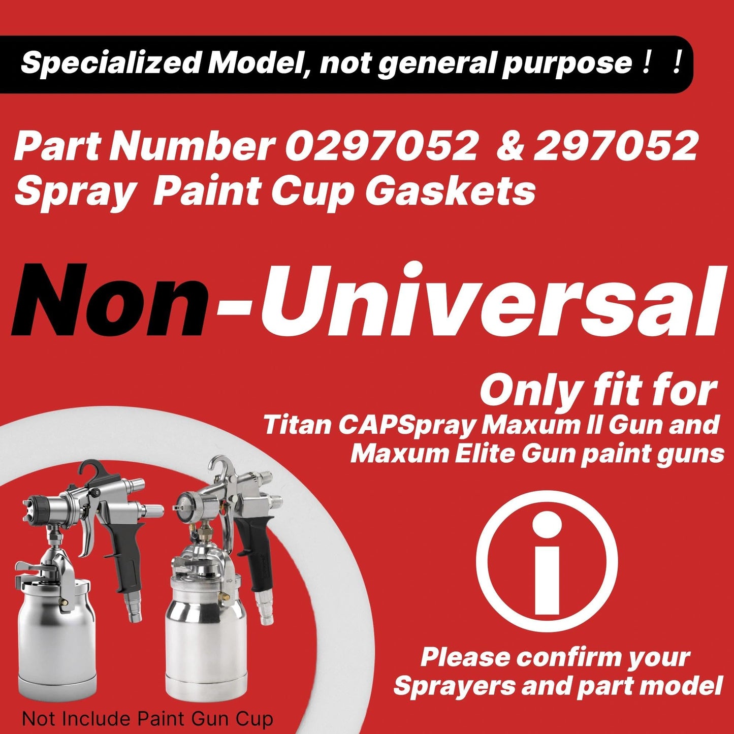 Yudylg 6-Pack Spray Paint Cup Gaskets - Precision Seals for Titan CAPSpray Maxum II Gun & Maxum Elite Gun | Replaces 0297052 & 297052 | Leak-Proof Paint Sprayer Parts