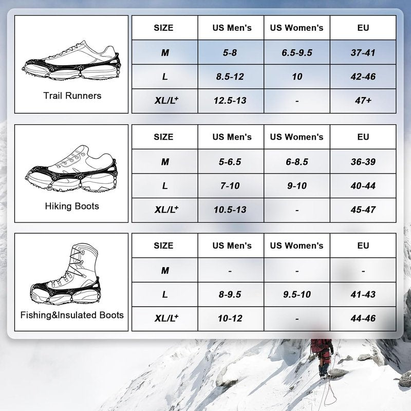 Non-Slip Gripper Spikes for Shoes and Boots - 26 Stainless Steel Spikes for Superior Traction on Ice and Snow - Shoe Talons Anti-Slip Design for Safe