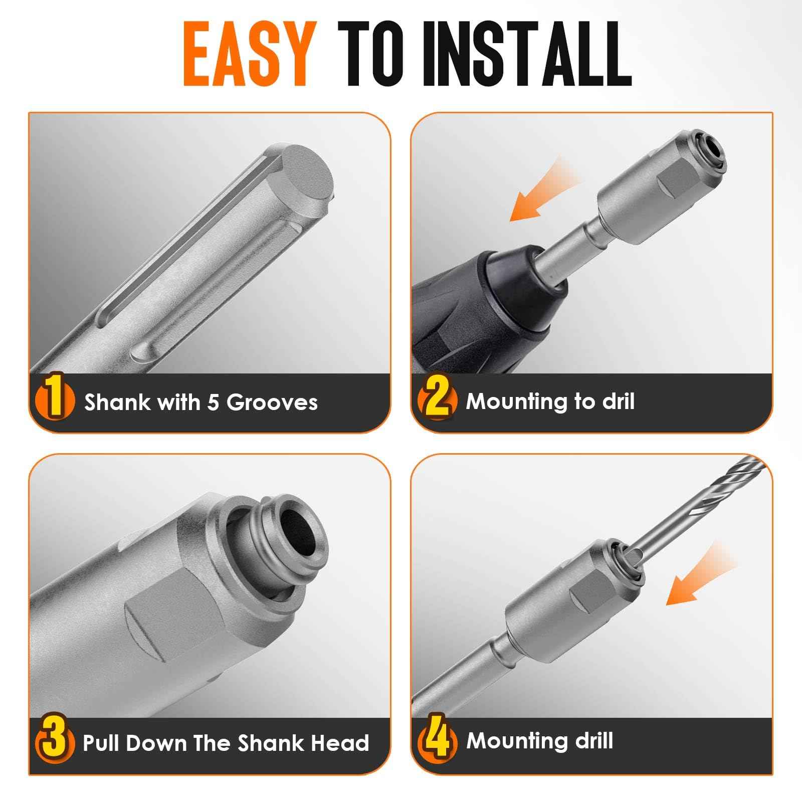 Pisman SDS-Max to SDS-Plus Adapter, 40 Chrome Steel Hammer Drill Bit, Rotary Hammer Connection Adapter Bits,Drill Converter Shank Quick Tool