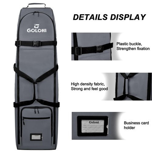 Goloni Golf Travel Bag with Wheels for Airlines, Heavy Duty Golf Club Travel Case, Water Resistant Golf Bag Cover for Air Travel, Portable Foldable Golf Luggage for Men Women