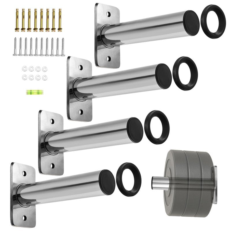 Wall-Mounted Barbell Plate Weight Bracket, Stainless Steel Olympic Weight Plate Storage Rack, 275 lbs Capacity Rustproof Wall Mount Gym Organizer, Fitness Equipment & Barbell Weight Storage for Home & Garage Gym, Screws for Wood & Concrete Walls