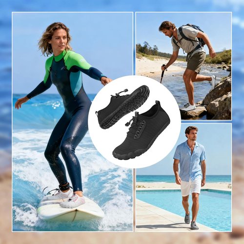 ATHMILE Water Shoes - Quick Dry Aqua Barefoot Footwear for Men & Women | Non-Slip Rubber Sole, Wide Toe Box