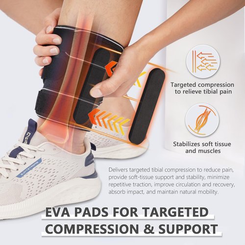 Feamero Plus Size Shin Splints Compression Wrap, Calf Compression Sleeve for Swelling, Edema & MTSS Pain Relief, Adjustable Shin Support Brace for Sprains & Muscle Tears, Men & Women (M, 1 Pcs)
