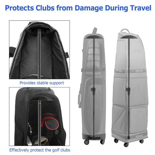 Greeily Golf Travel Bag Support Pole, 33"-60" Golf Club Travel Protector Stick for Bag Telescopic Adjustable Airlines Stiff Arm Club Protector Metal Pole (Black)