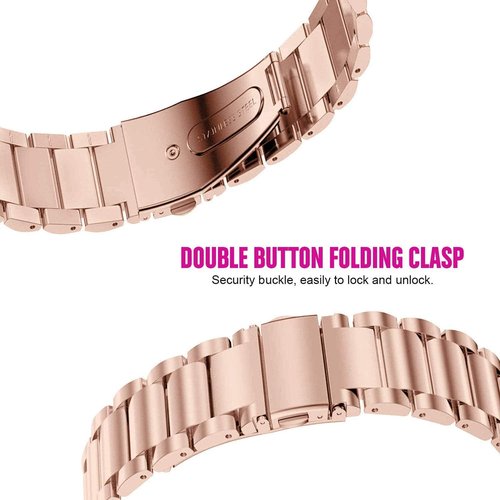 Compatible for Garmin Forerunner 255 Band, Quick Release Stainless Steel Metal Replacement Straps Compatible with Garmin 255 46mm / 255S 41mm Smartwatch (Rose Gold, 41mm Case Forerunner 255S)