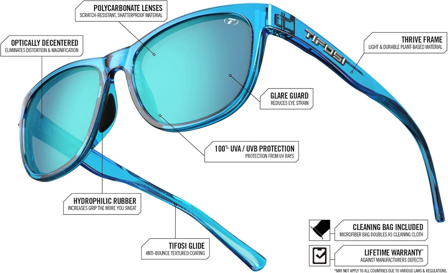 Tifosi Swank Sport Sunglasses - Tangle-Free Design | Perfect for Cycling, Golf, Hiking & Running