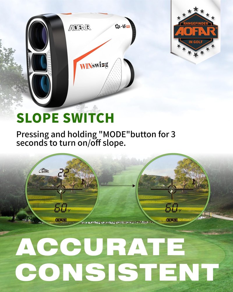 AOFAR GX-6F PRO Golf Rangefinder with Slope and Angle Switch, Flag Lock with Pulse Vibration and Continuous Scan, Tournament Designed, 600 Yards Rangefinder for Distance Measuring