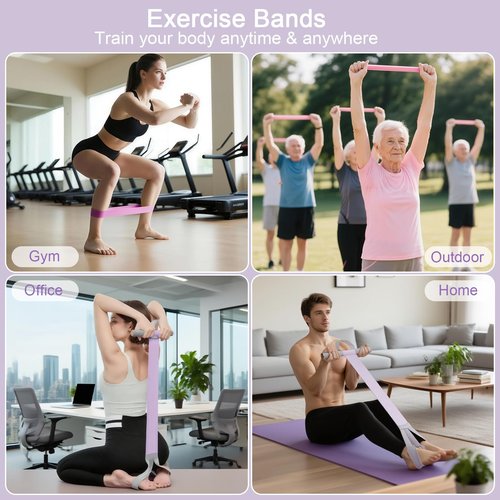 Fabric Resistance Band with Handles & Non-Slip Pedal, 120lb Full-Body Excercise Band,Resistance Loop Exercise Bands Set of 5,Portable Stretch Bands for Leg, Arm & Core, Workout Equipment for Women