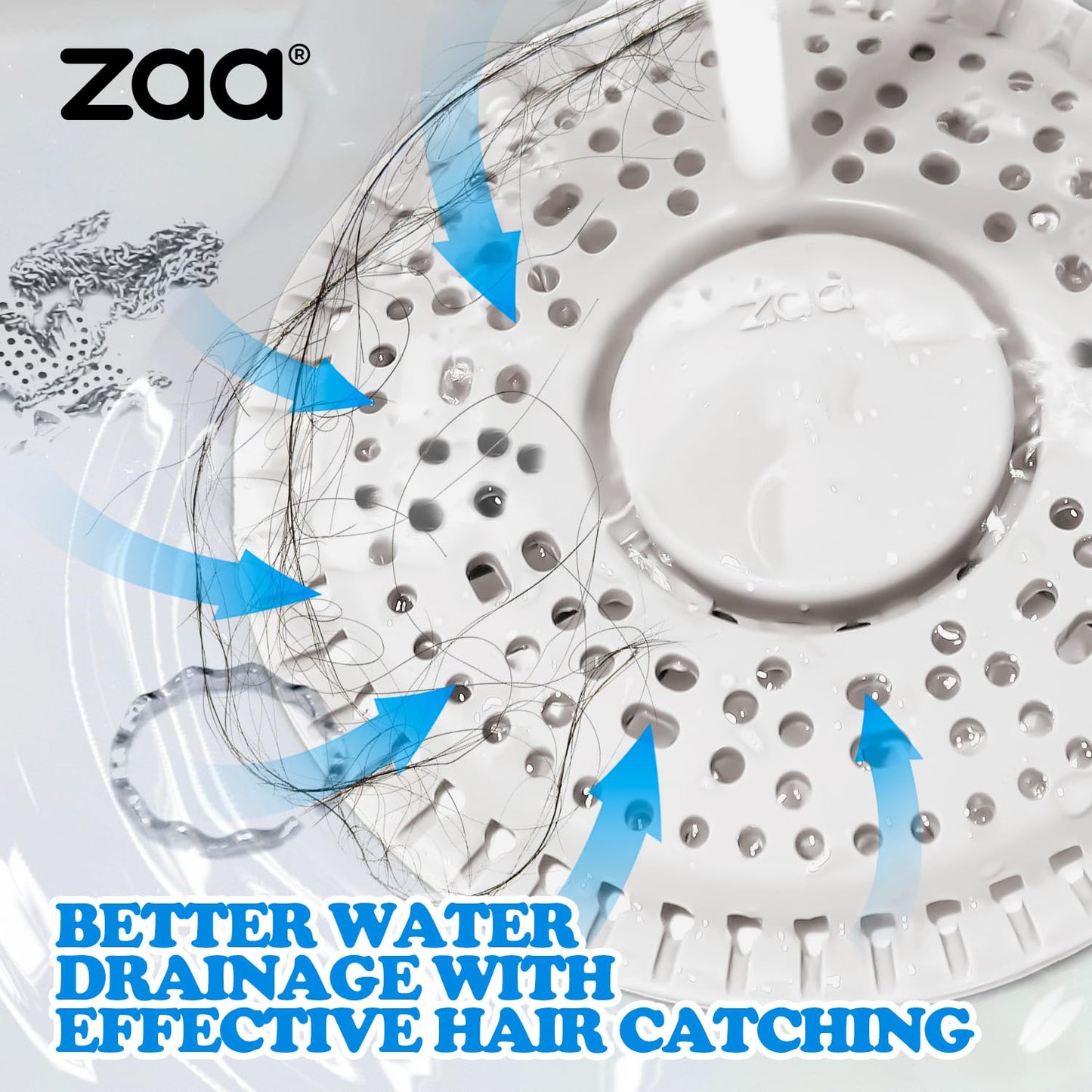 zaa Shower Drain Hair Catcher, 2 Pack Premium Silicone Drain Protector & Shower Drain Cover for Regular Drains of Shower Room and Bathroom, White