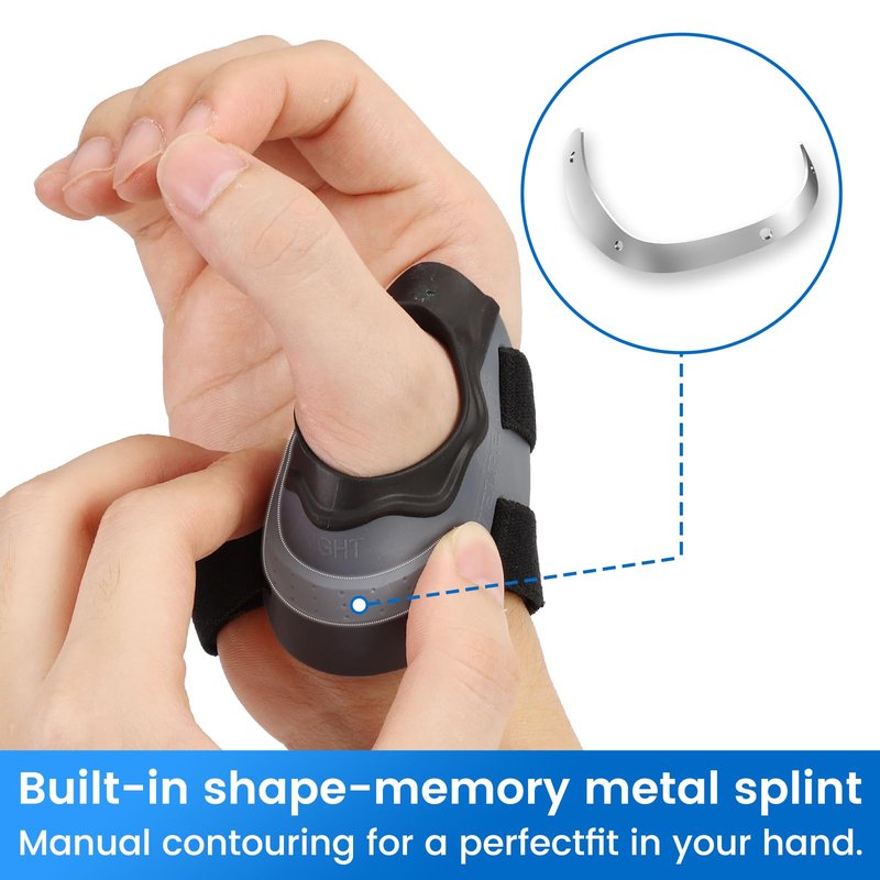 Velpeau CMC Thumb Brace for Arthritis Pain and Support, with High Elasticity and Anti Slip Wrist Strap, Comfortable Thumb Splint Stabilizer for Osteoarthritis for Women and Men (Grey, Right Hand, M)