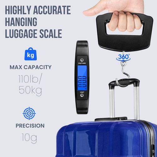 Flexzion Digital Luggage Scale - Portable Handheld Baggage Weight Scale, 110 Lb Capacity, Black