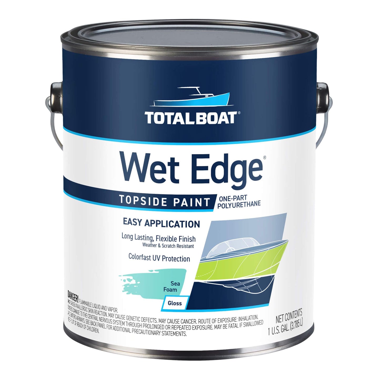 TotalBoat Wet Edge Topside Marine Paint Premium Polyurethane Coating for Boats, RVs, Exterior Trim, Fiberglass, Metal, and Wood (Sea Foam, Gallon)