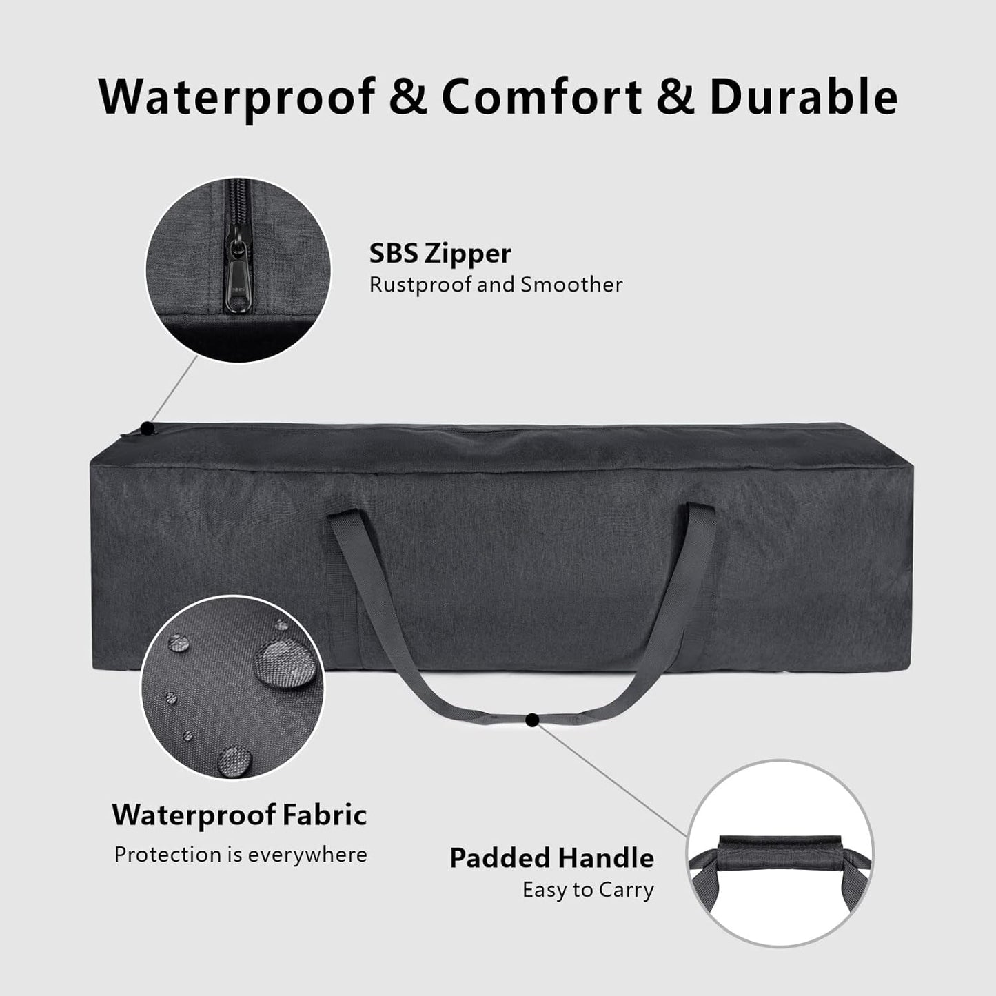 TOPDesign Extra Large Zippered Duffel Bag - 46 Inch Waterproof Travel & Sports Storage (Grey)