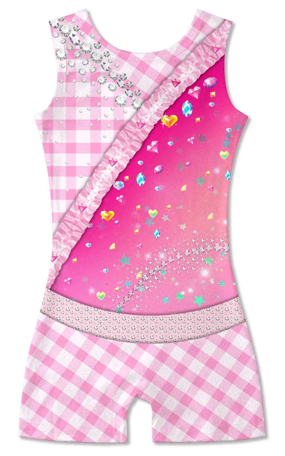 Funnycokid Gymnastics Leotards for Girls Kids Sparkly Ballet Unitard One Piece, Pink checkered diamonds, 4-5T