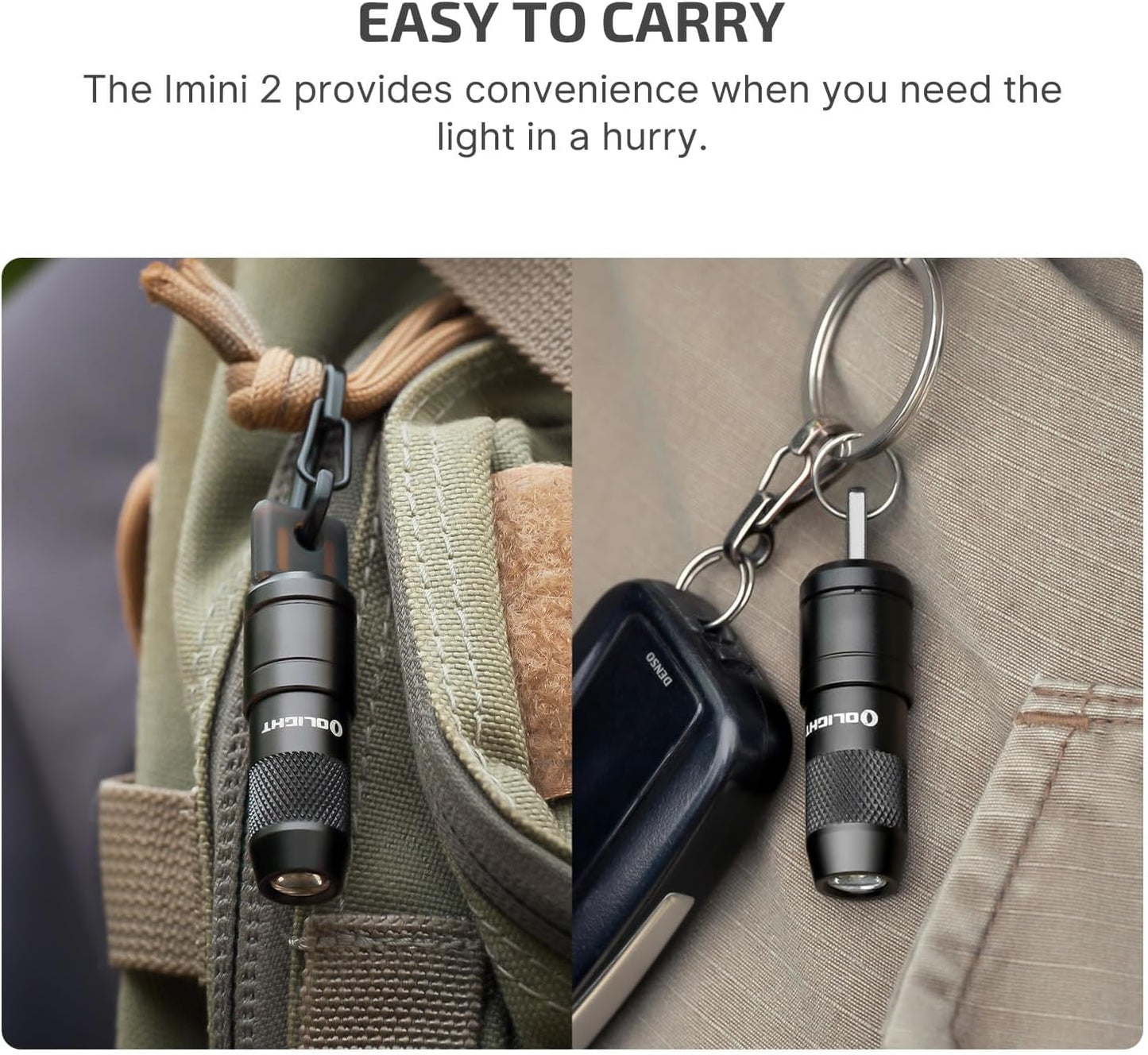 OLIGHT IMINI 2 EDC Keychain Flashlight - 50 Lumens Compact Mini LED Lights for Everyday Carry | Rechargeable & Portable