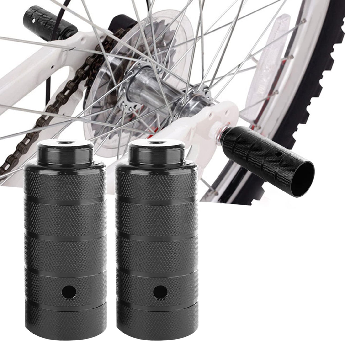 VBESTLIFE Rear Stunt Pegs, 1 Pair Steel Foot Stand Pegs for BMX Axle Peg