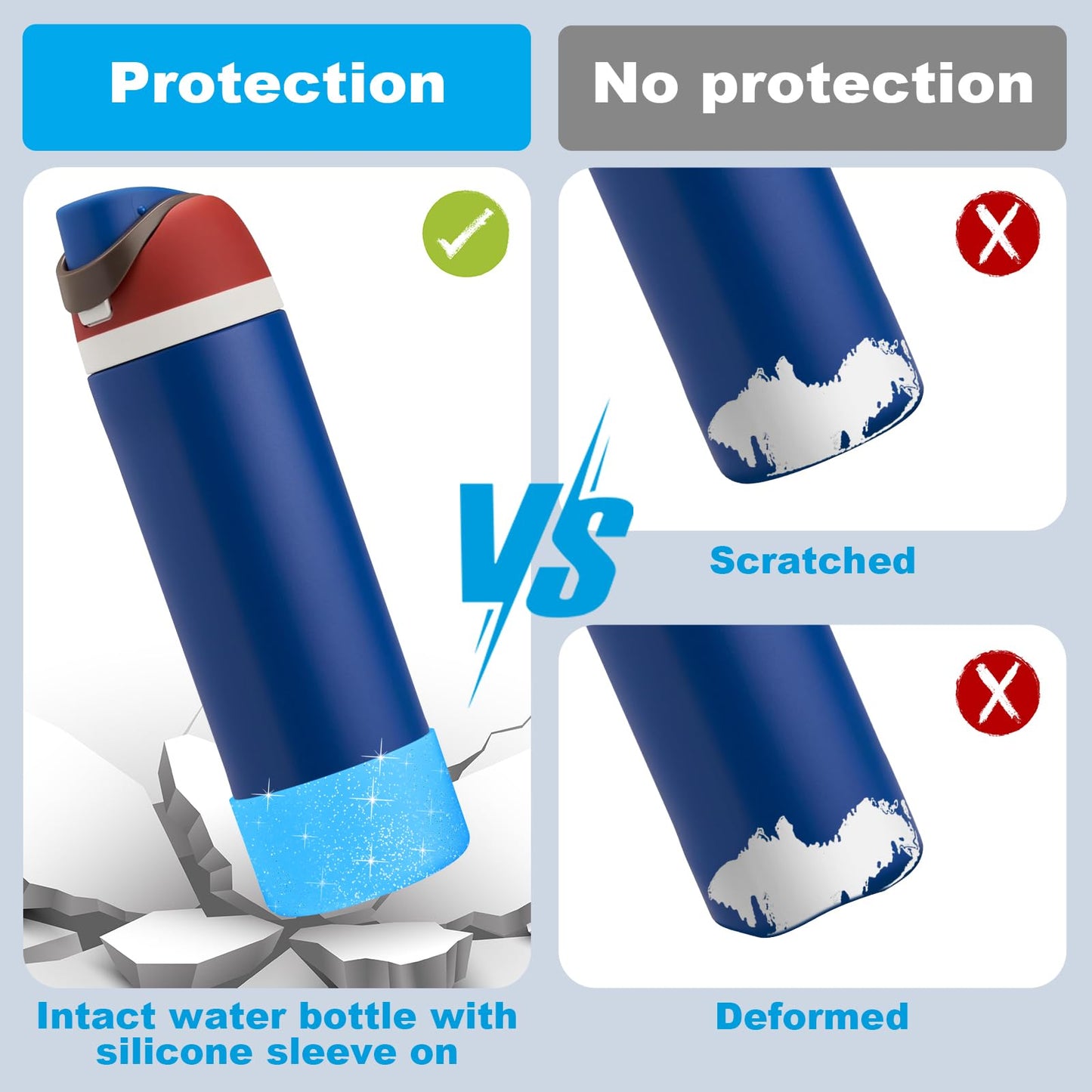 Beonsky 2 PCS Glitter Silicone Boot for Owala Water Bottle 24 oz, Anti-Slip Protective Sleeve for FreeSip/Twist/Flip Stainless Steel Water Bottles Accessories