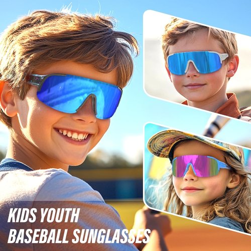 IKTOD Youth Baseball Sunglasses - UV400 Protection for Kids Aged 4-16 | Ideal for Softball & Cycling