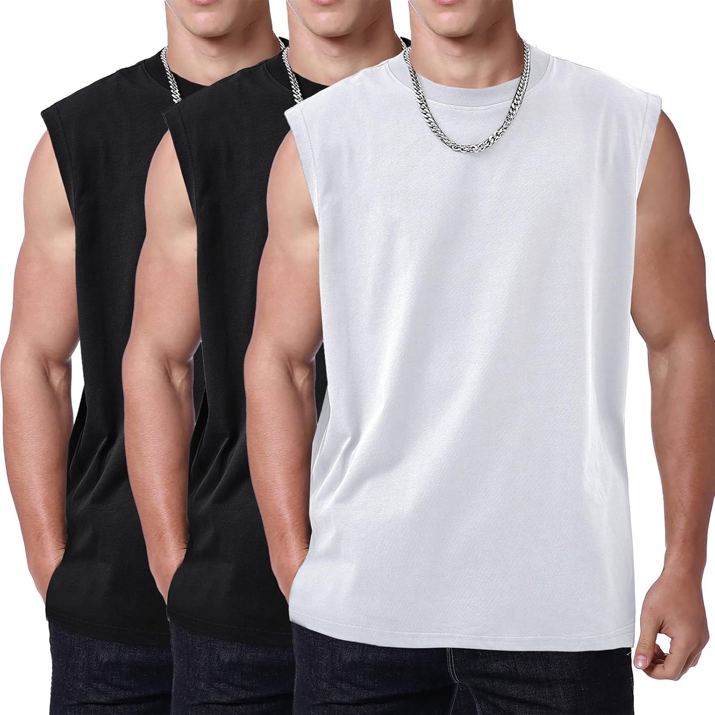 Skiennix Men's Muscle Tank Top - Acid Wash Sleeveless Gym Tee for Running & Beach | Loose Fit