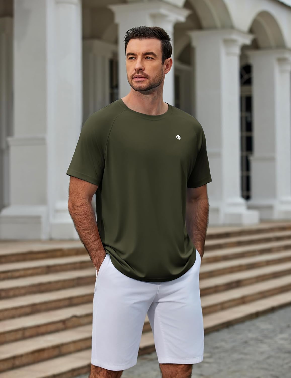 PINSPARK Men's Workout Shirts - UPF 50+ Quick Dry Athletic Tee for Running & Swimming | Short Sleeve