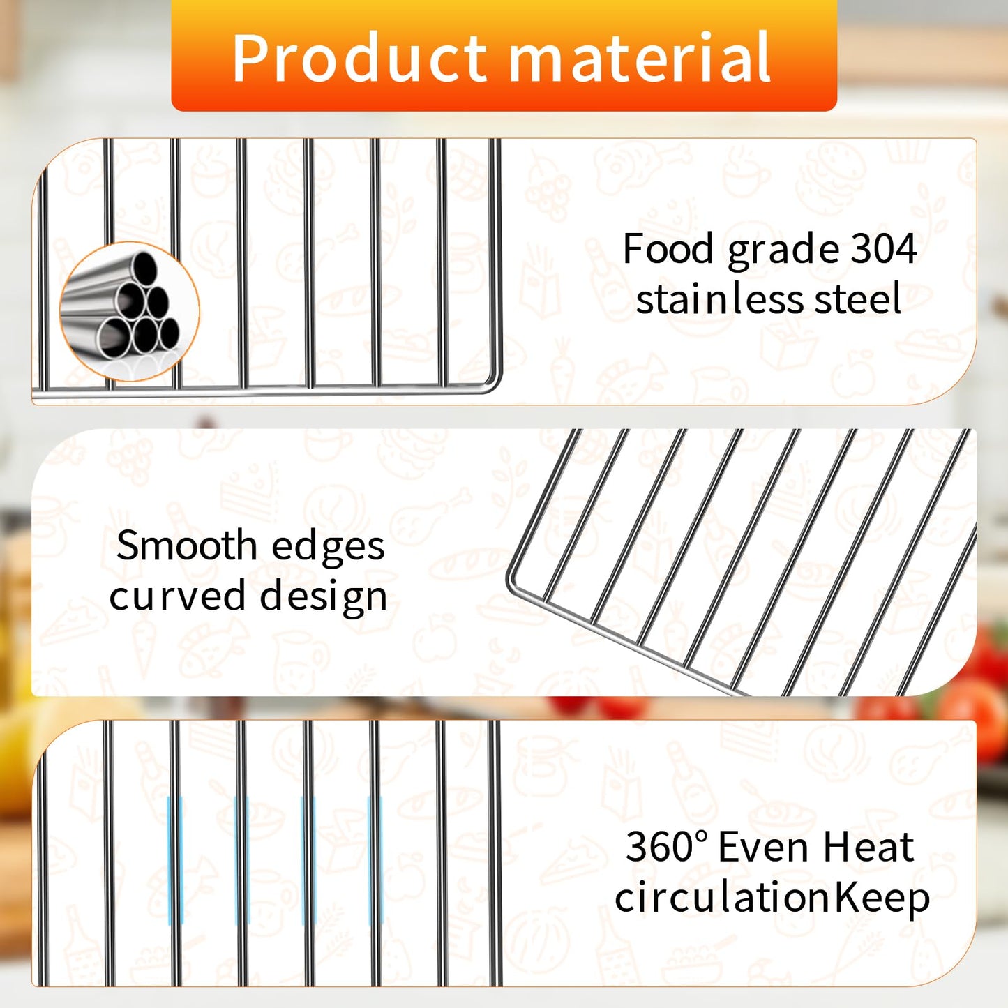 GWY Air Fryer Wire Rack for Ninja Foodi 13 in 1 SP351 SP301 Air Fry Countertop Toaster Oven, 13.5''×12.3'' Stainless Steel Air Fryer Replacement Parts Accessories Roasting Steamer Grill Racks Tray