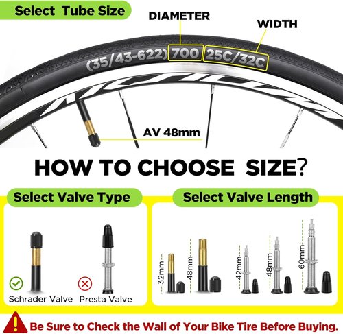 700C Bike Tube - Butyl 2-Pack with Tire Levers | Compatible with 700x25C to 700x32C