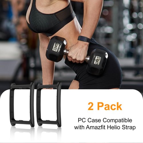 Vigamen 2 Pack Hard PC Case Compatible with Amazfit Helio Strap Fitness Tracker,Protective Frame for Women Men,Black Cover for Amazfit Helio