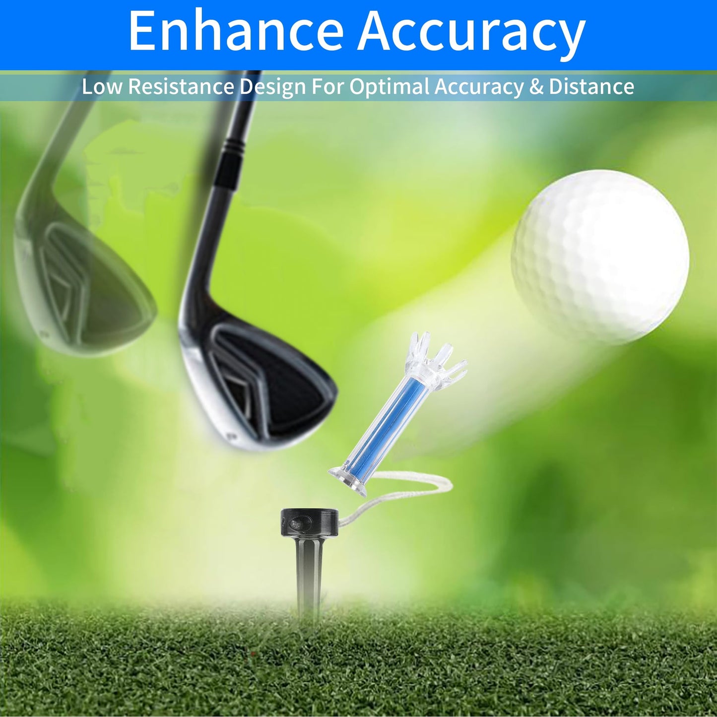 Magnetic Plastic Golf Tees, 10 Pcs Professional Long Golf Tees 3 1/2, Premium 8 Prongs Design Enhanced Durability & Stability, Precision Height Markers for Perfect Trajectory, Golf Accessories for Men